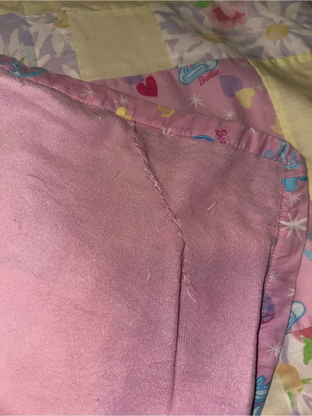 Barbie Handmade Patchwork Quilt Pink Floral 49x72